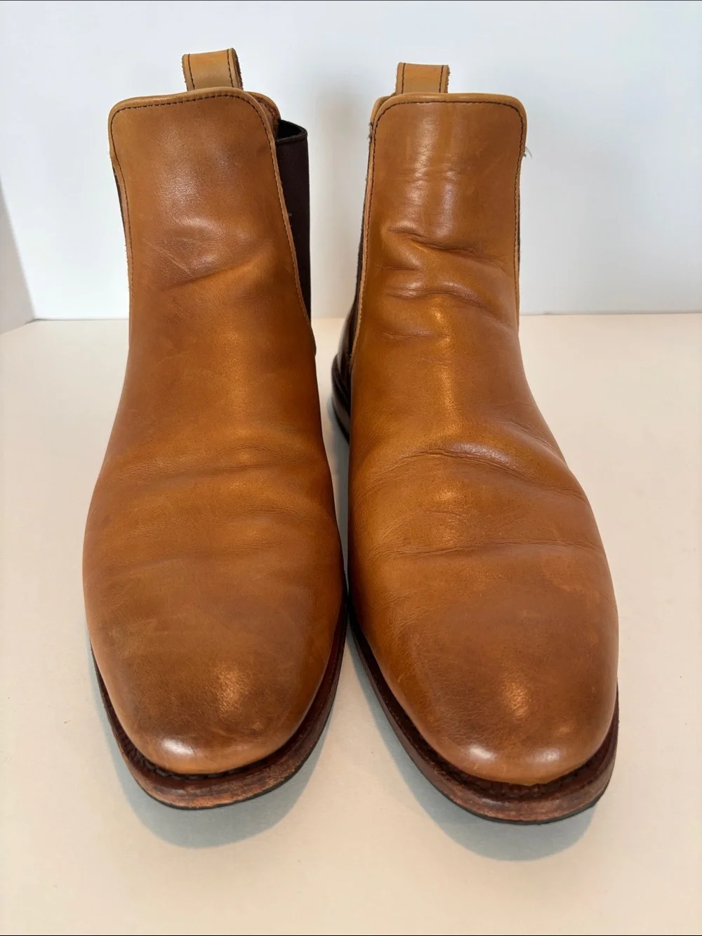 Men's Allen Edmonds Liverpool Chelsea Style Boots in Tan Leather Size 8.5E